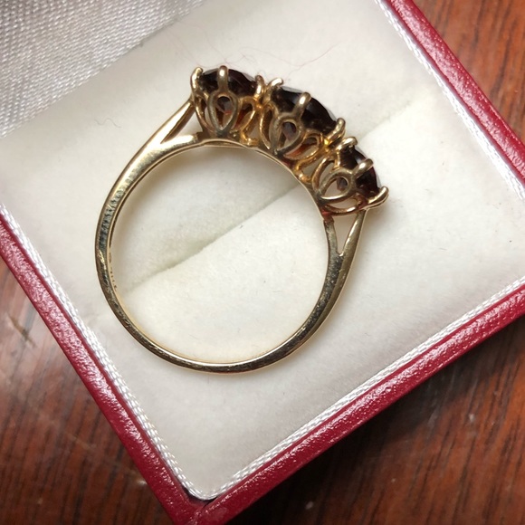 Large red garnet real yellow gold ring - Picture 6 of 8